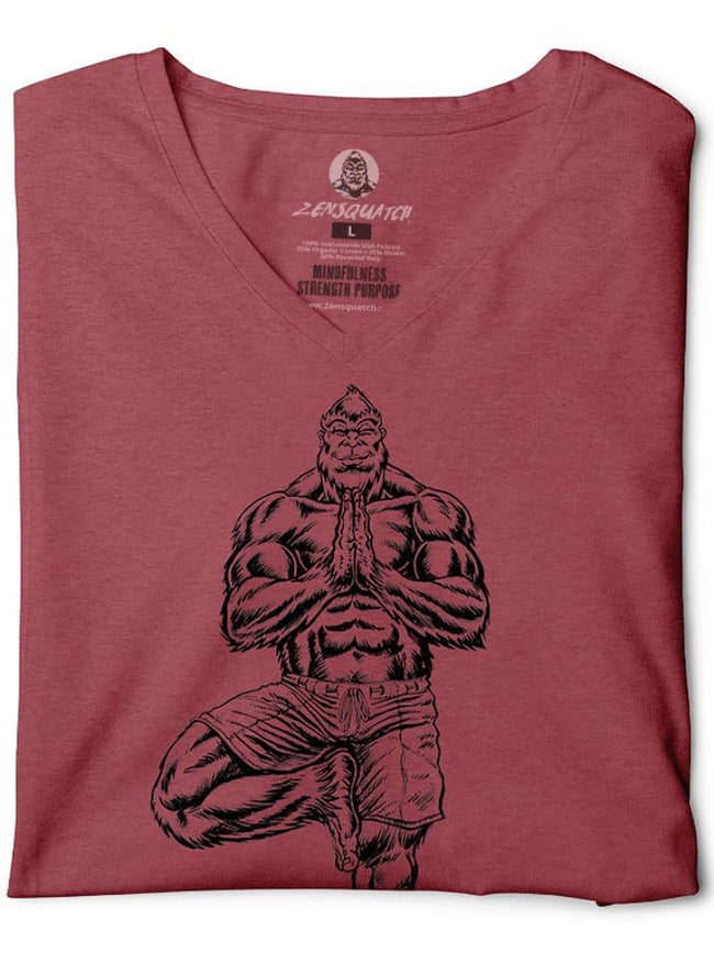 Womens Yoga T-shirt Big Buddha Triblend V-neck